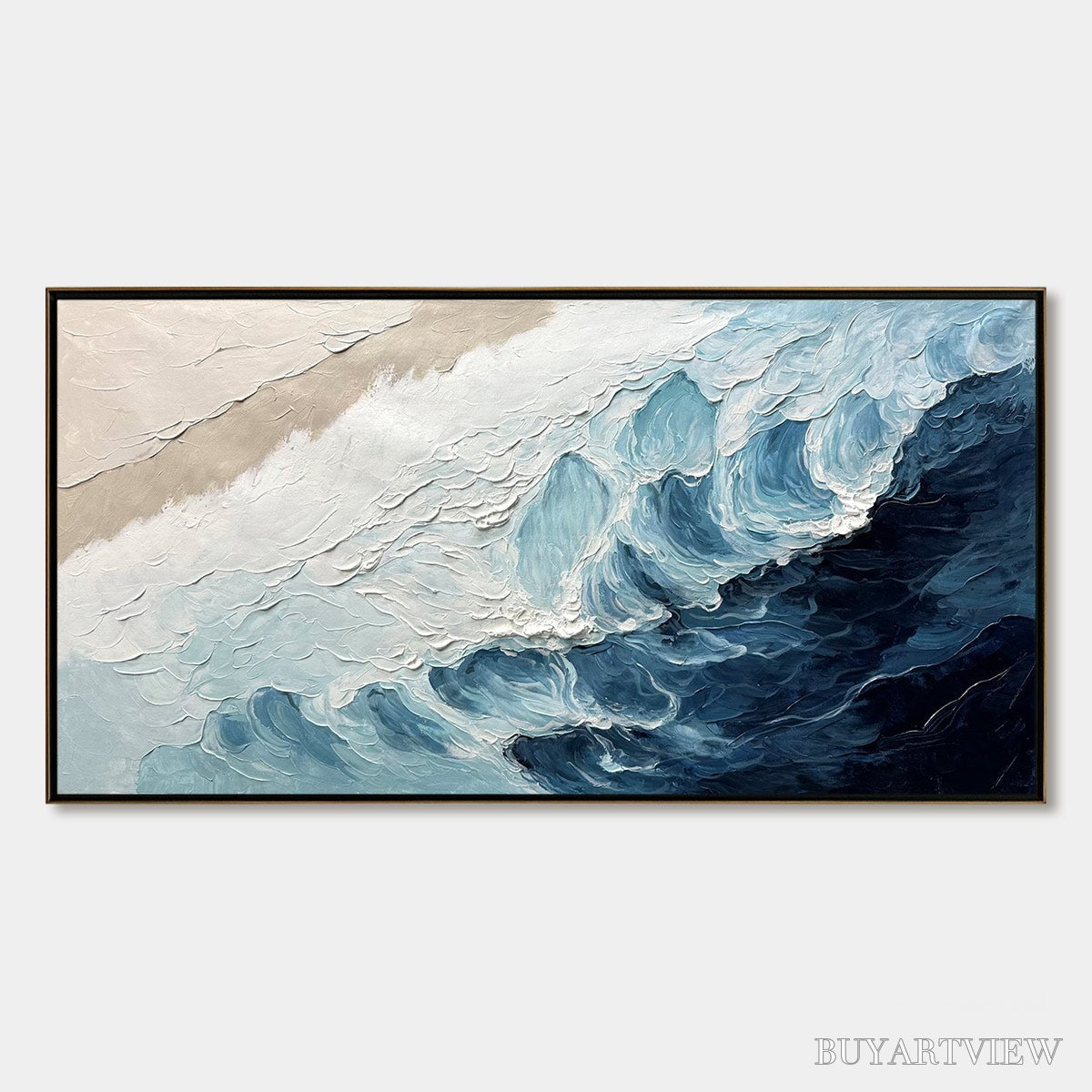 ARTOVITAS Ready to Ship | Crashing Waves – Textured Coastal Seascape Oil Painting - image 3