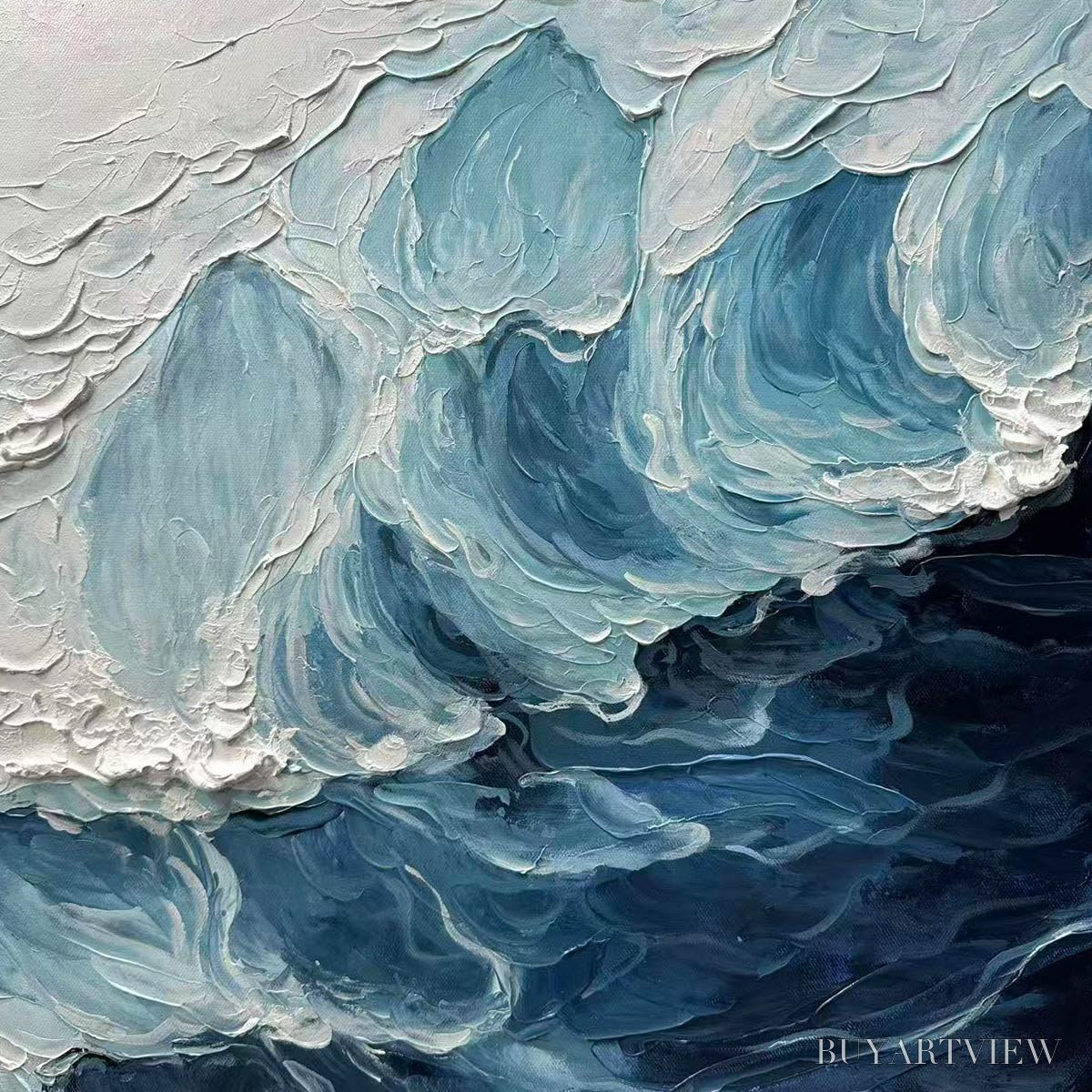ARTOVITAS Ready to Ship | Crashing Waves – Textured Coastal Seascape Oil Painting - image 5
