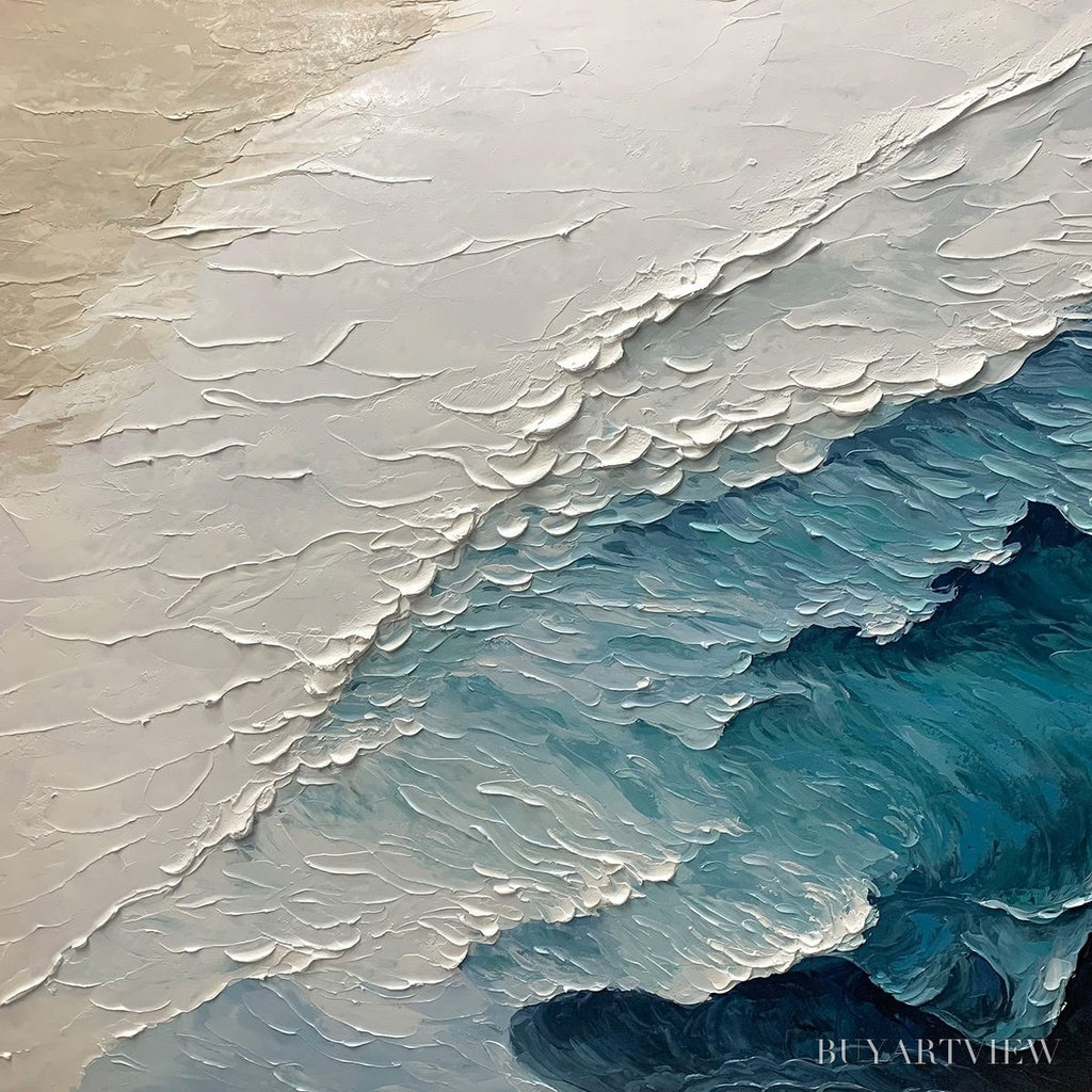ARTOVITAS Ready to Ship | Ocean Whispers – Blue-White Textured Seascape - image 2