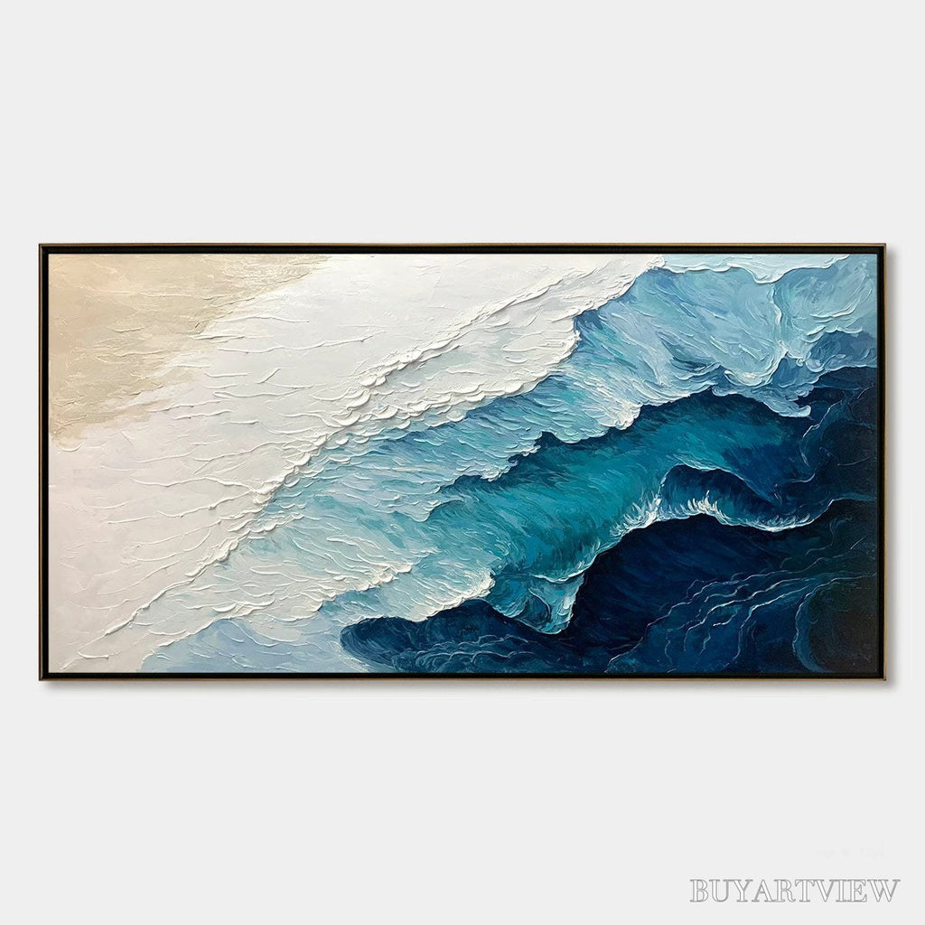 ARTOVITAS Ready to Ship | Ocean Whispers – Blue-White Textured Seascape - image 3