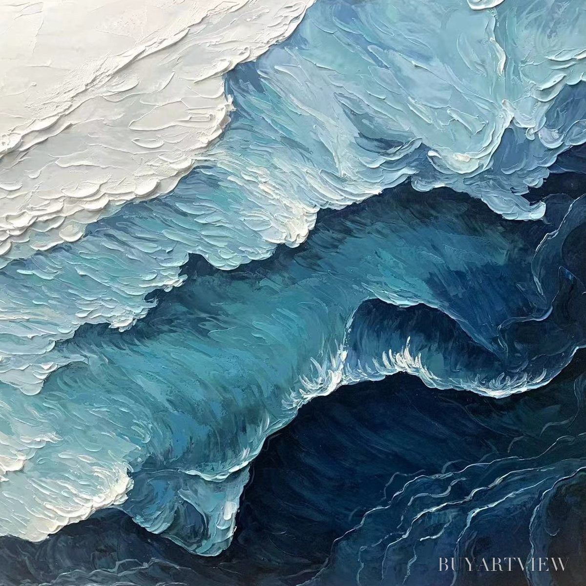 ARTOVITAS Ready to Ship | Ocean Whispers – Blue-White Textured Seascape - image 4