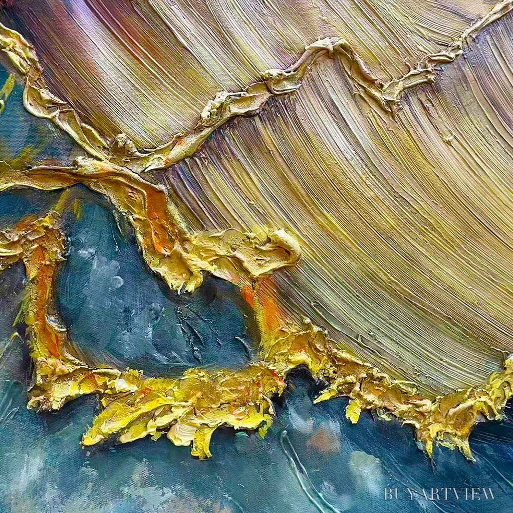 ARTOVITAS Ready to Ship | Golden Wave Dreams – A Work of Textured Sea Billows - image 2