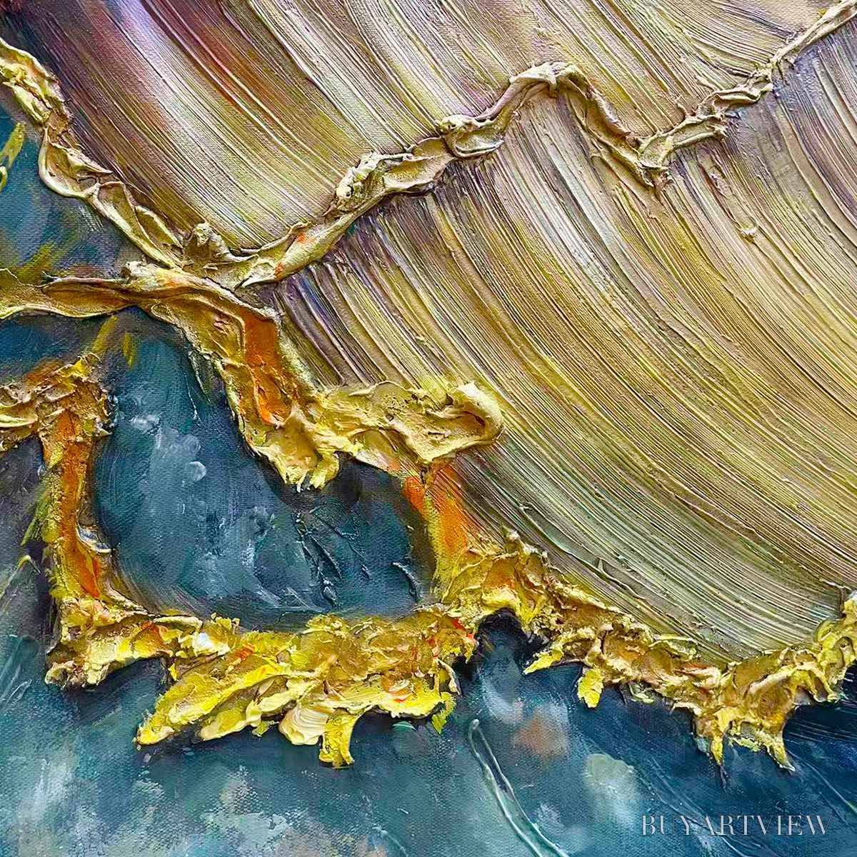 ARTOVITAS Ready to Ship | Golden Wave Dreams – A Work of Textured Sea Billows - image 2