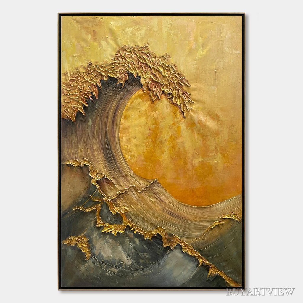 ARTOVITAS Ready to Ship | Golden Wave Dreams – A Work of Textured Sea Billows - image 3