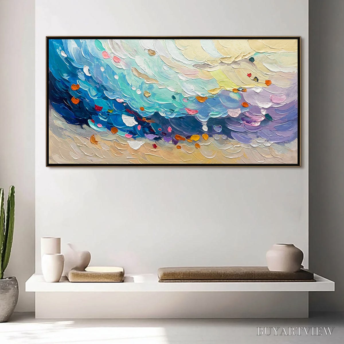 ARTOVITAS Ready to Ship | Coral Dream – Textured Abstract Seascape Oil Painting - image 1