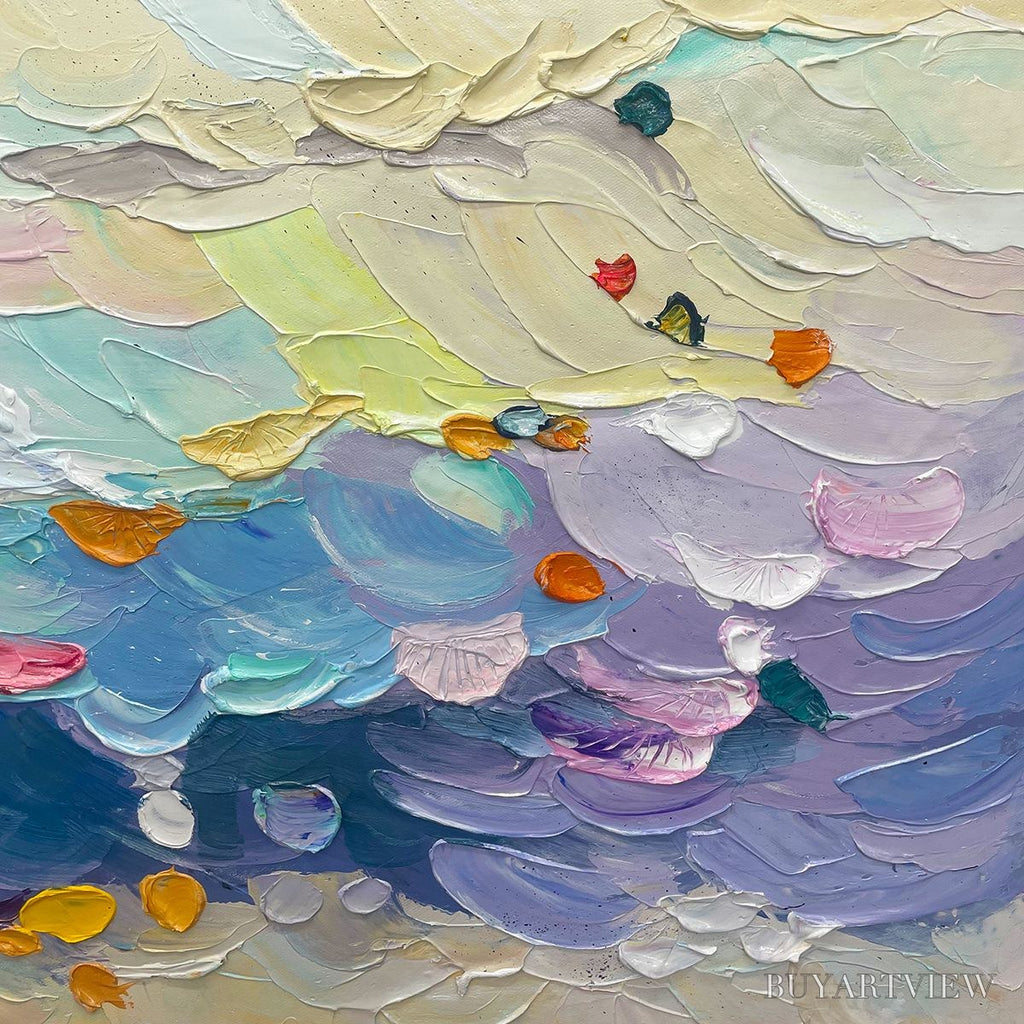 ARTOVITAS Ready to Ship | Coral Dream – Textured Abstract Seascape Oil Painting - image 2