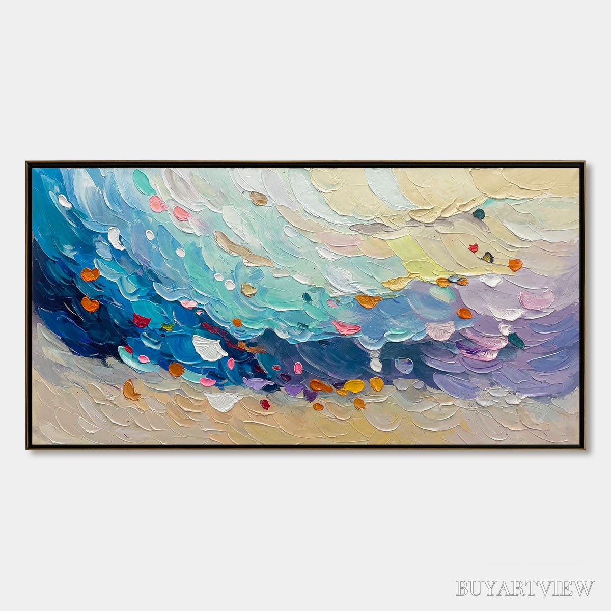 ARTOVITAS Ready to Ship | Coral Dream – Textured Abstract Seascape Oil Painting - image 3