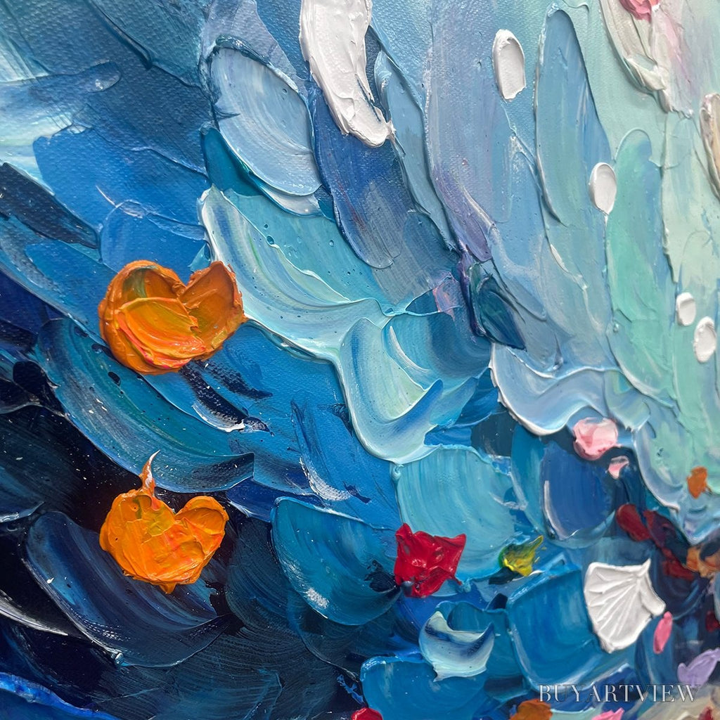 ARTOVITAS Ready to Ship | Coral Dream – Textured Abstract Seascape Oil Painting - image 4