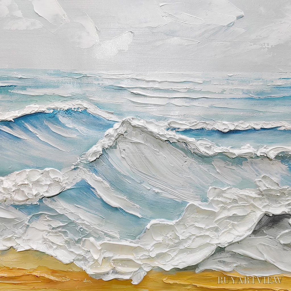 ARTOVITAS Ready to Ship | Ocean'S Embrace – Textured Seascape Painting - image 2