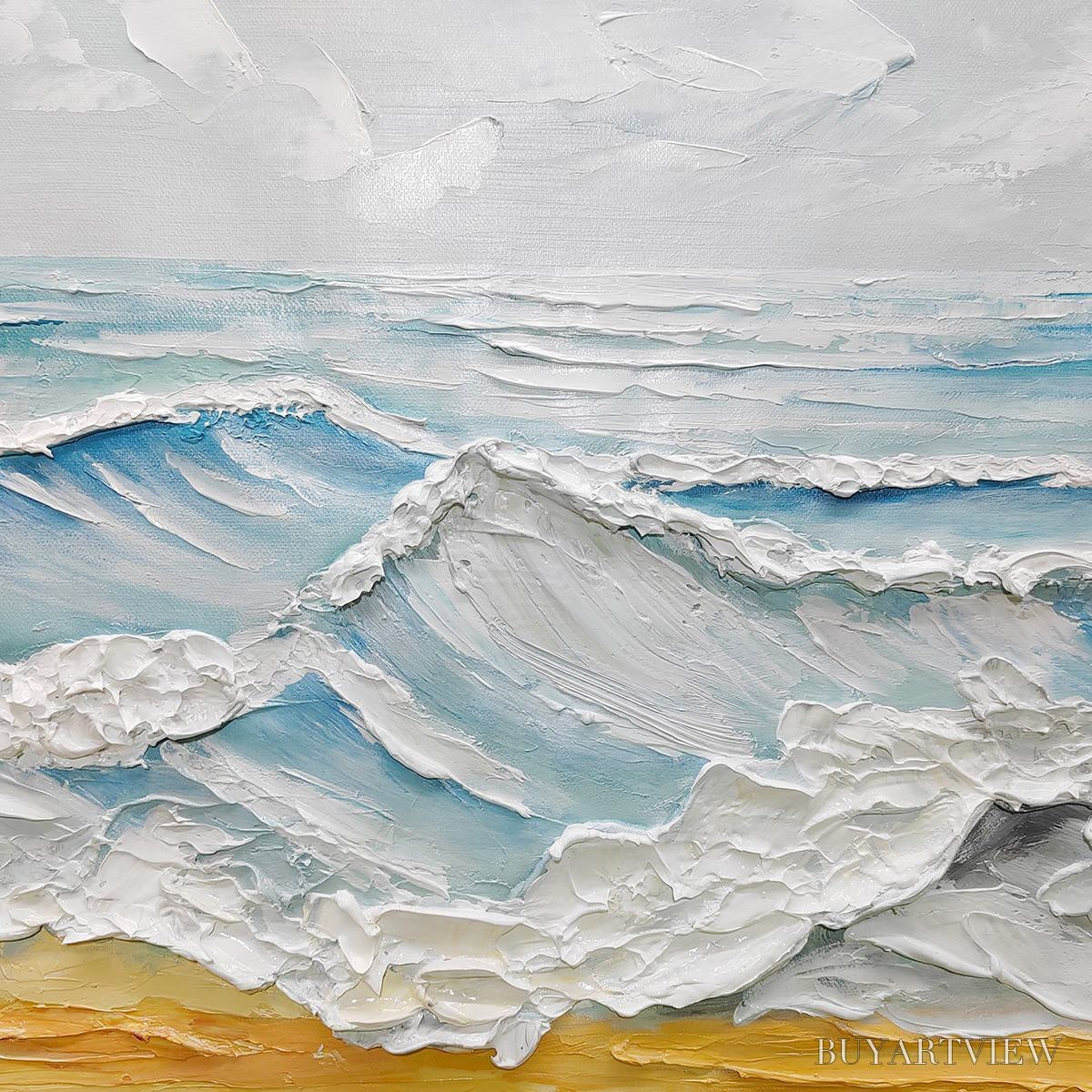ARTOVITAS Ready to Ship | Ocean'S Embrace – Textured Seascape Painting - image 2