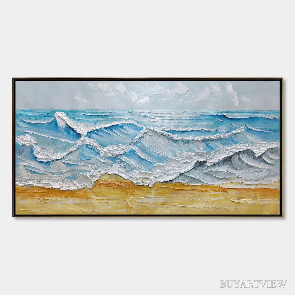 ARTOVITAS Ready to Ship | Ocean'S Embrace – Textured Seascape Painting - image 3