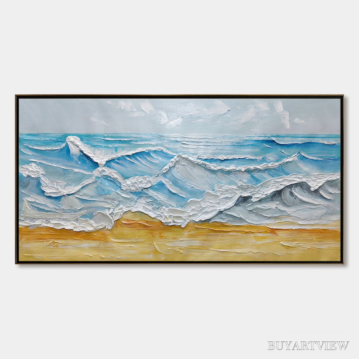 ARTOVITAS Ready to Ship | Ocean'S Embrace – Textured Seascape Painting - image 3