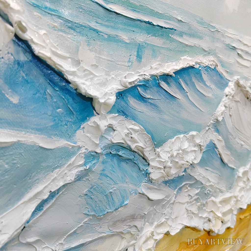 ARTOVITAS Ready to Ship | Ocean'S Embrace – Textured Seascape Painting - image 4