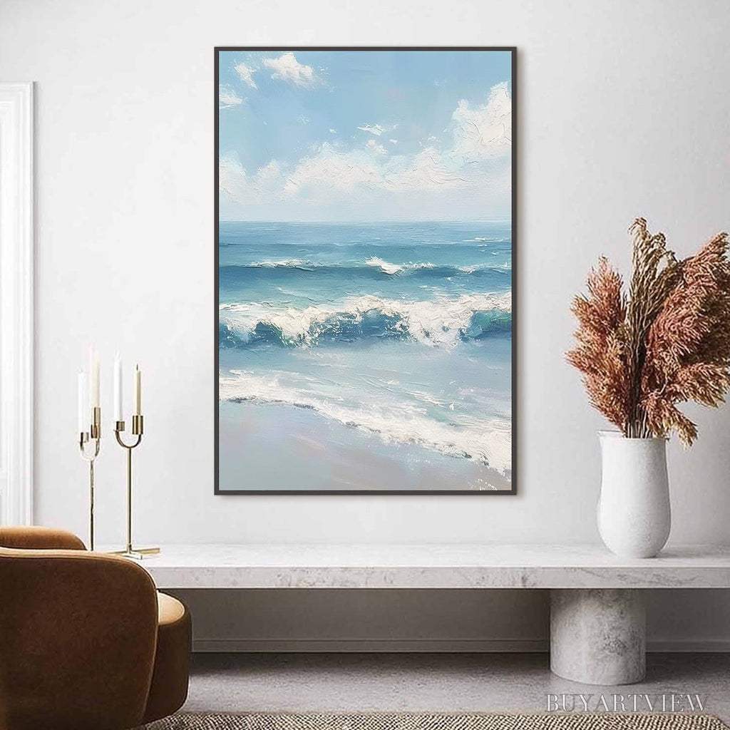 ARTOVITAS Azure Crest – Textured Impasto Seascape Oil Painting - image 2