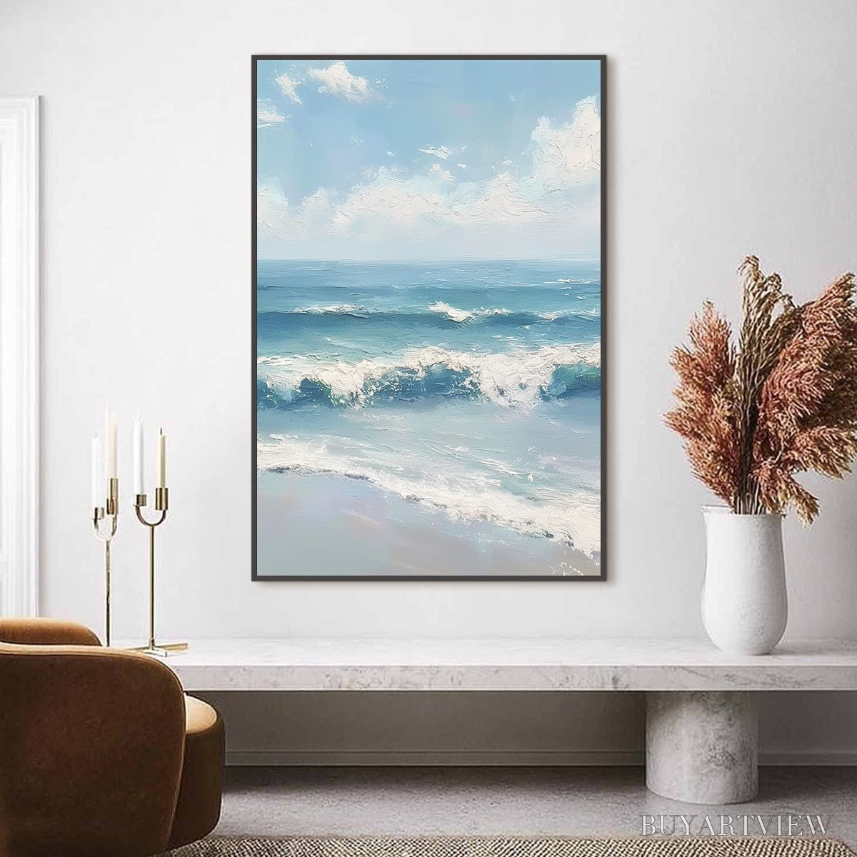 ARTOVITAS Azure Crest – Textured Impasto Seascape Oil Painting - image 2