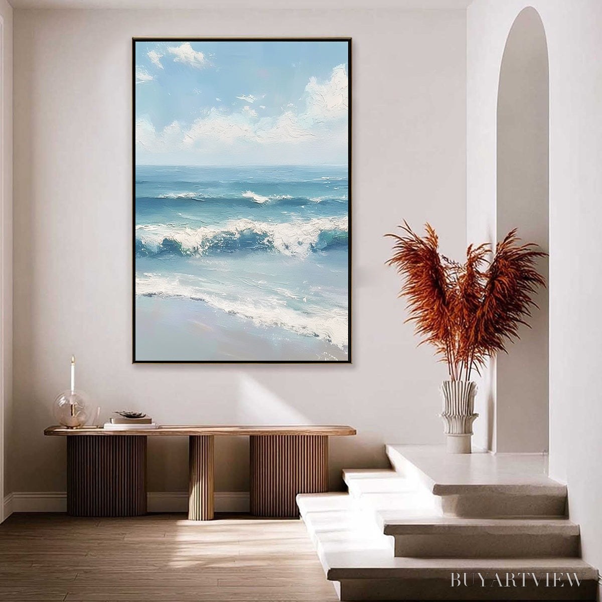 ARTOVITAS Azure Crest – Textured Impasto Seascape Oil Painting - image 3