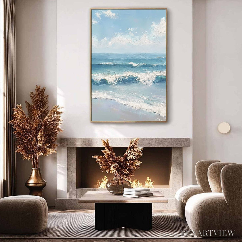 ARTOVITAS Azure Crest – Textured Impasto Seascape Oil Painting - image 4