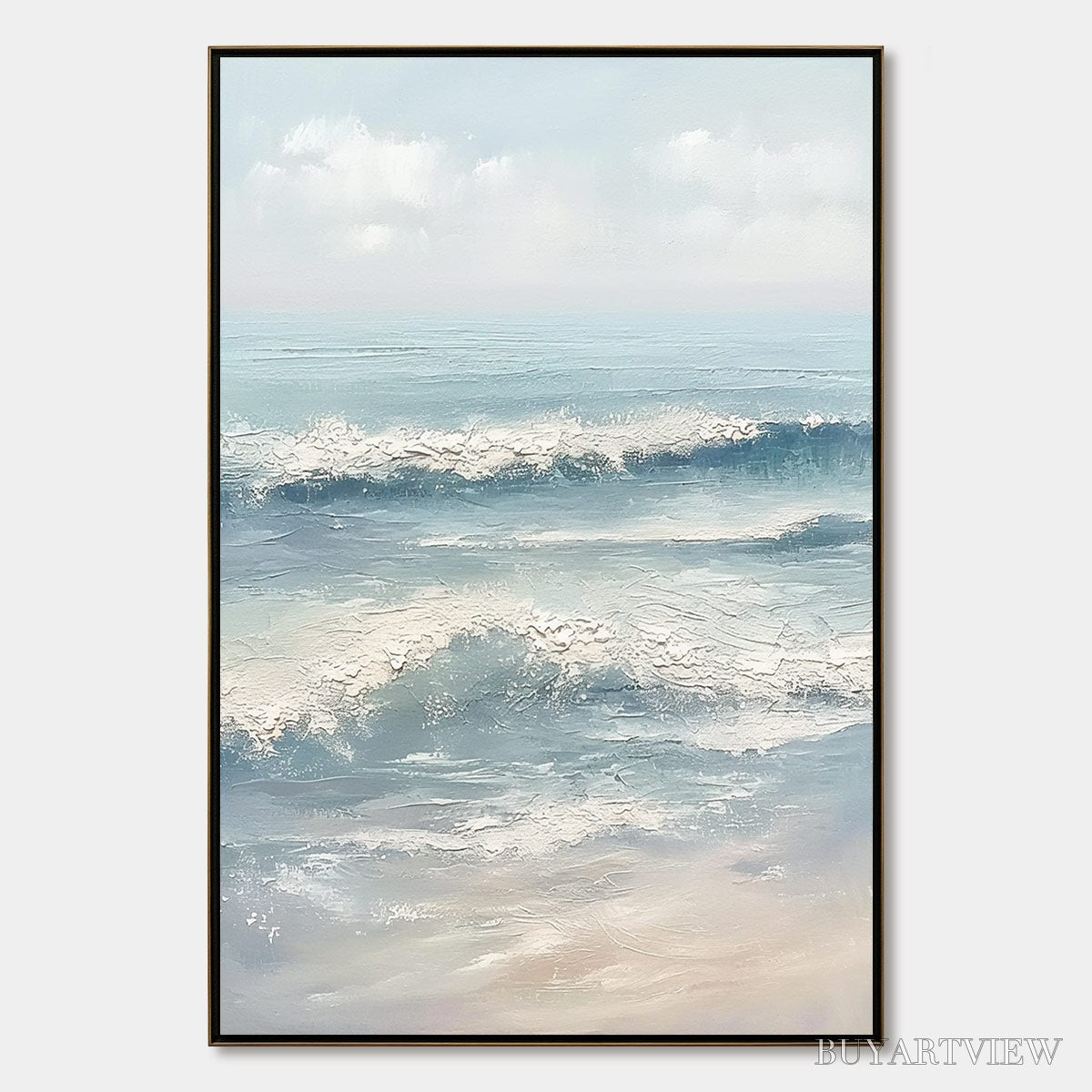 ARTOVITAS Serene Shore – Textured Minimalist Coastal Seascape - image 1