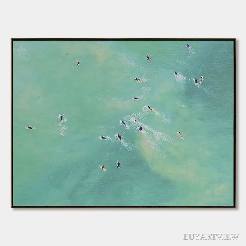 ARTOVITAS Tidal Chase – Aerial Surfer Sports Scene Painting - image 1