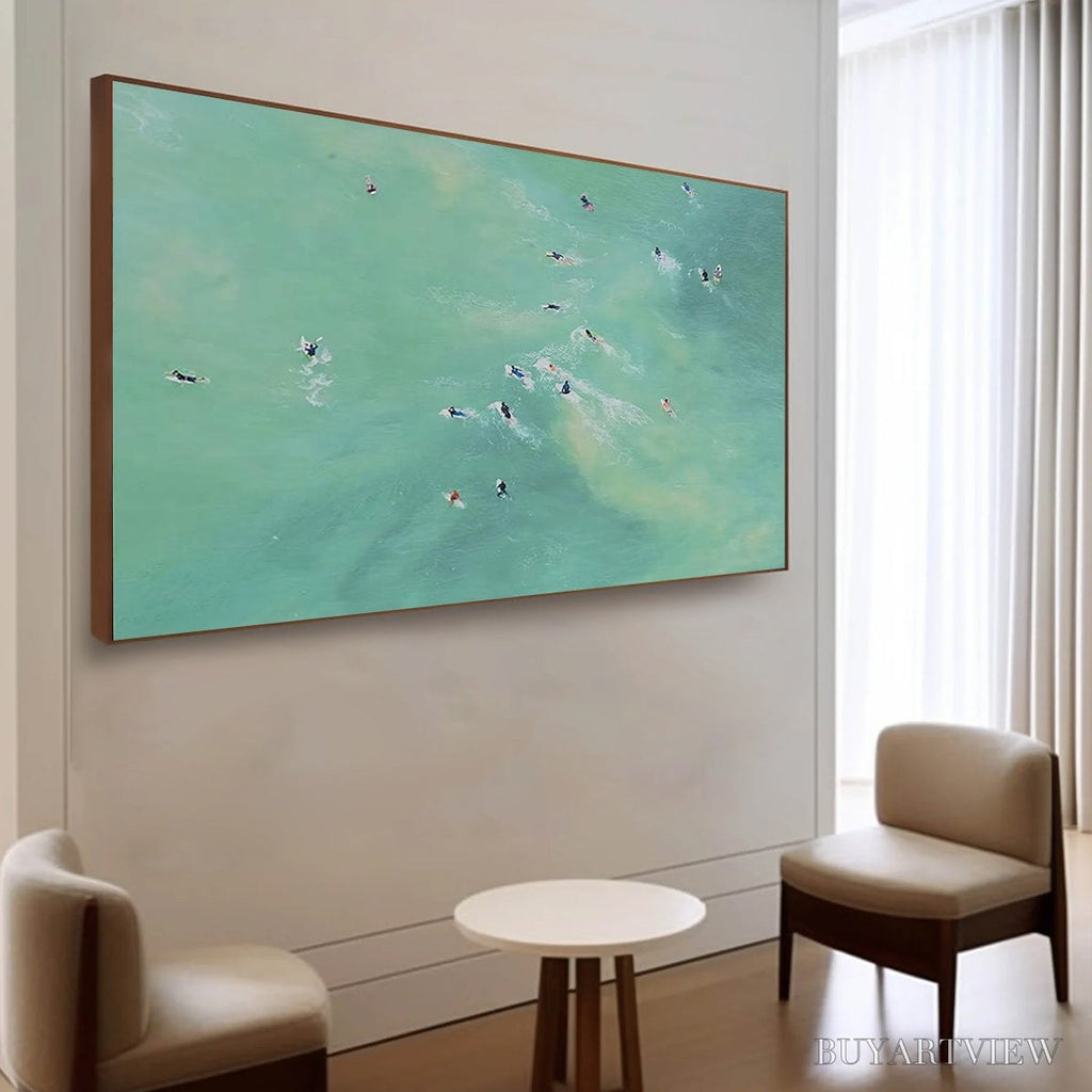 ARTOVITAS Tidal Chase – Aerial Surfer Sports Scene Painting - image 5