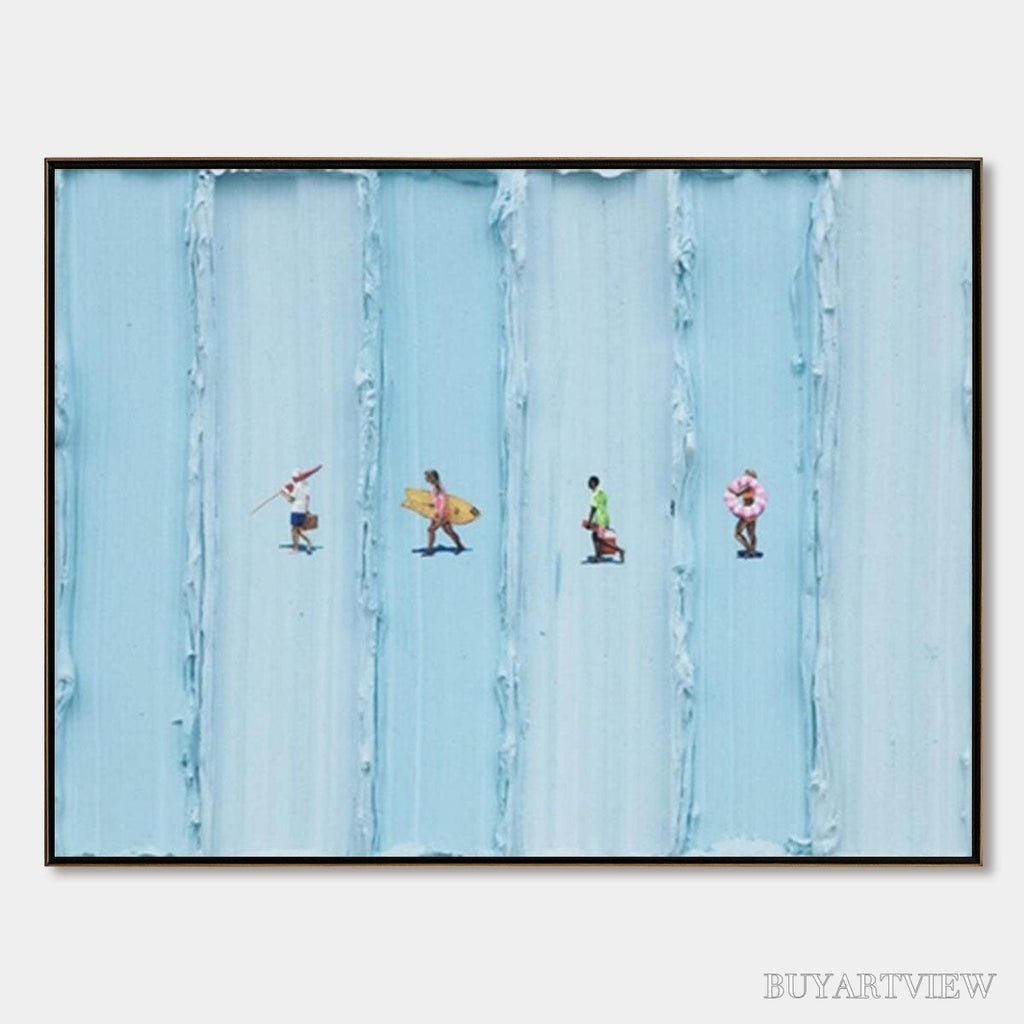 ARTOVITAS Surf Stripes – Minimalist Beach Impasto Painting - image 1