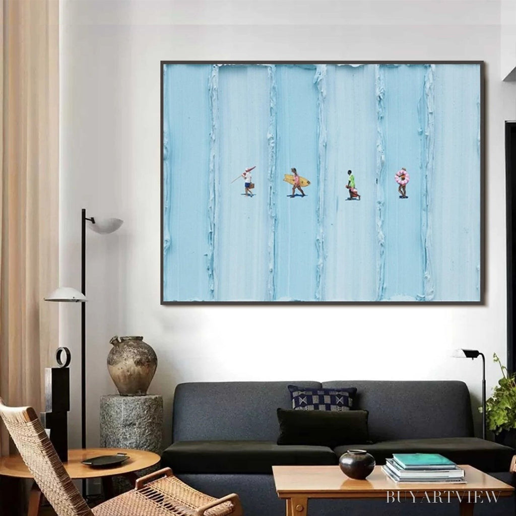 ARTOVITAS Surf Stripes – Minimalist Beach Impasto Painting - image 2
