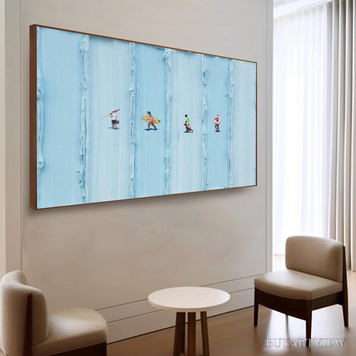 ARTOVITAS Surf Stripes – Minimalist Beach Impasto Painting - image 4