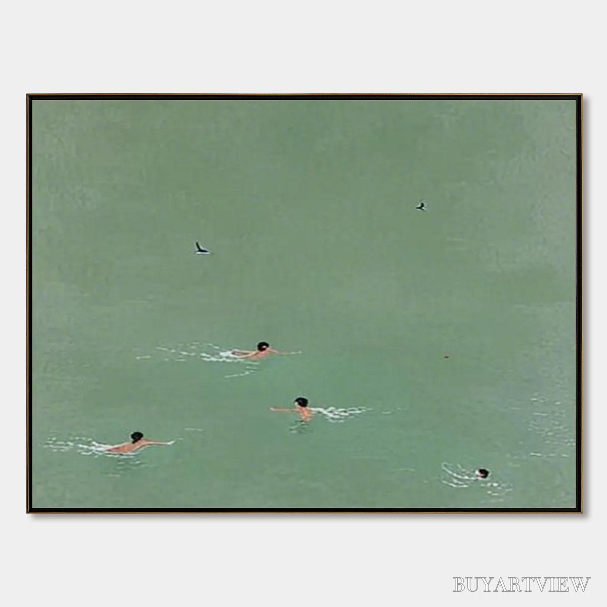 ARTOVITAS Tidal Glide – Minimalist Swimmer Sports Oil Painting - image 1