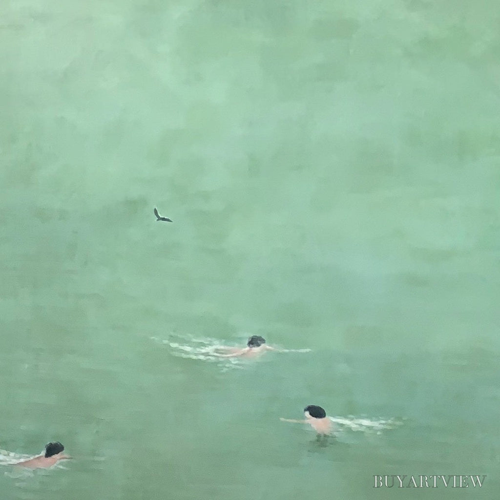 ARTOVITAS Tidal Glide – Minimalist Swimmer Sports Oil Painting - image 3