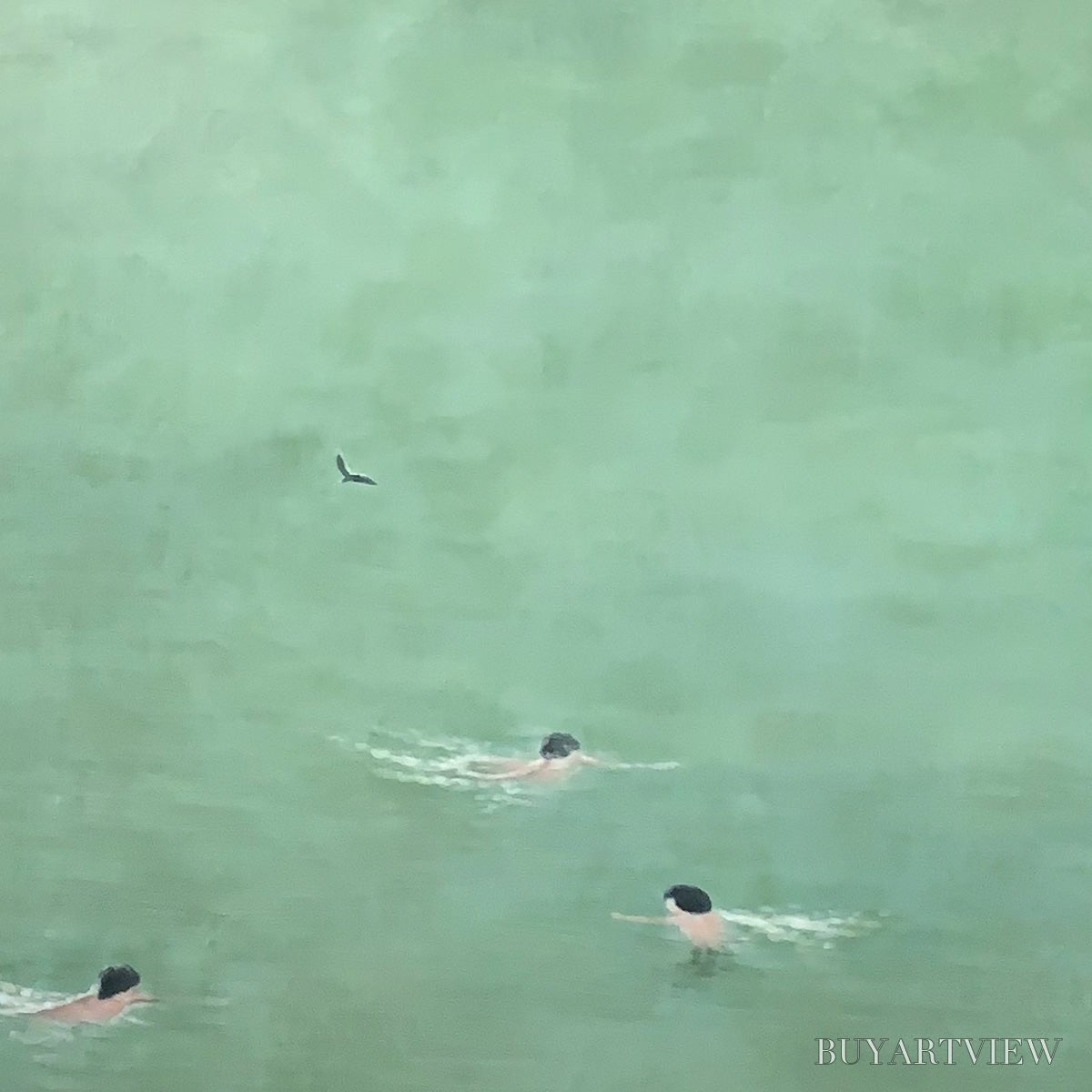 ARTOVITAS Tidal Glide – Minimalist Swimmer Sports Oil Painting - image 3