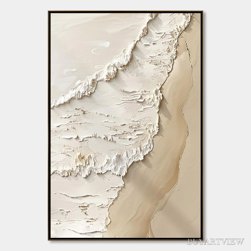 ARTOVITAS Shoreline Whispers – Textured Minimalist Beach Scene Painting - image 1