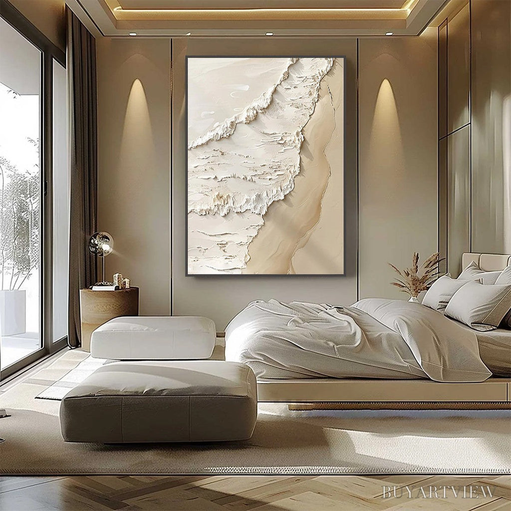 ARTOVITAS Shoreline Whispers – Textured Minimalist Beach Scene Painting - image 2