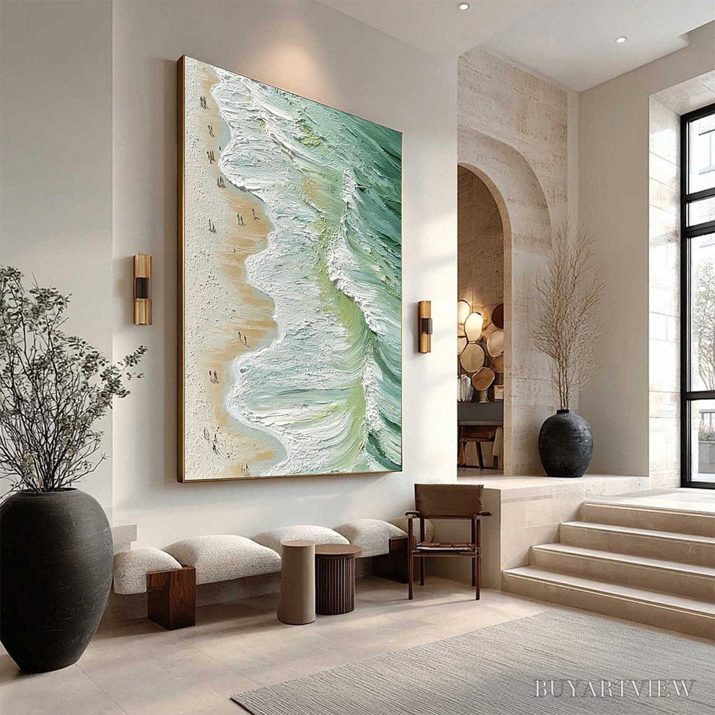 ARTOVITAS Seashore Serenade – Textured Impasto Beach Oil Painting - image 4