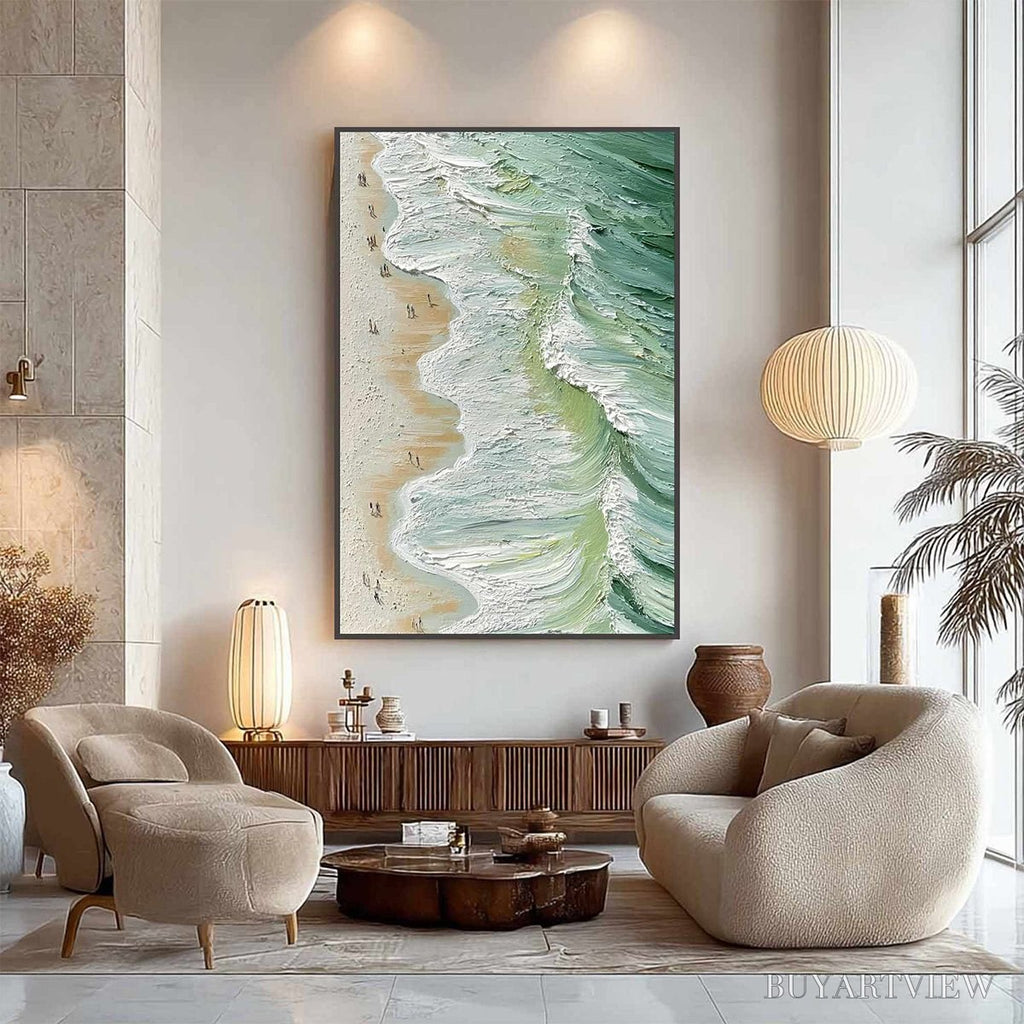 ARTOVITAS Seashore Serenade – Textured Impasto Beach Oil Painting - image 5