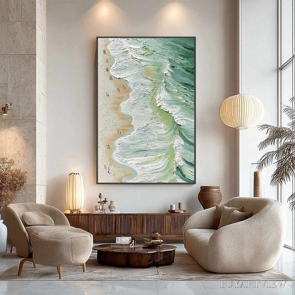 ARTOVITAS Seashore Serenade – Textured Impasto Beach Oil Painting - image 5