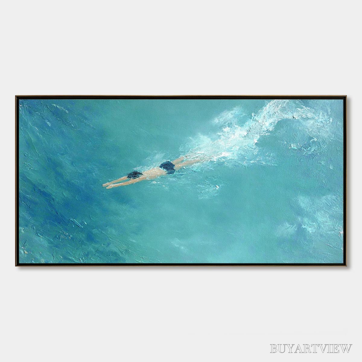 ARTOVITAS Ocean Dive – Textured Minimalist Seascape Oil Painting - image 1