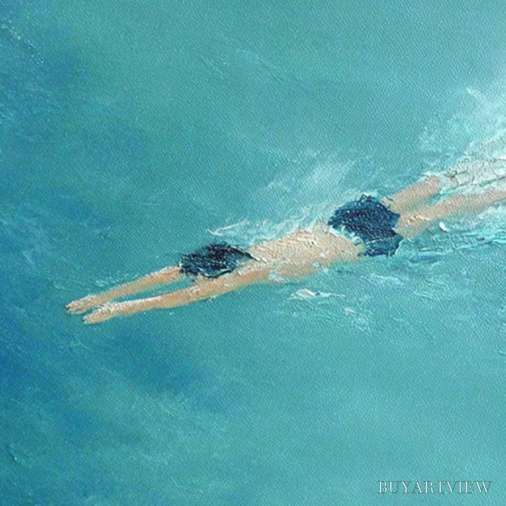 ARTOVITAS Ocean Dive – Textured Minimalist Seascape Oil Painting - image 3