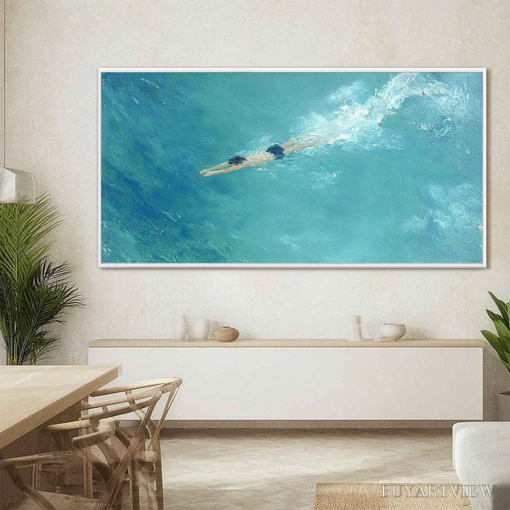 ARTOVITAS Ocean Dive – Textured Minimalist Seascape Oil Painting - image 4