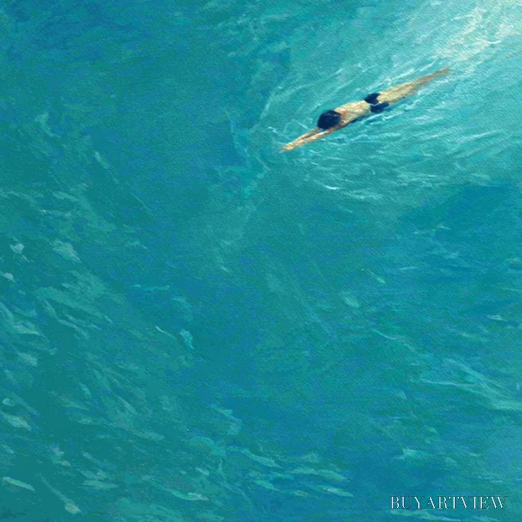 ARTOVITAS Aqua Solitude – Minimalist Ocean Scene Oil Painting - image 3