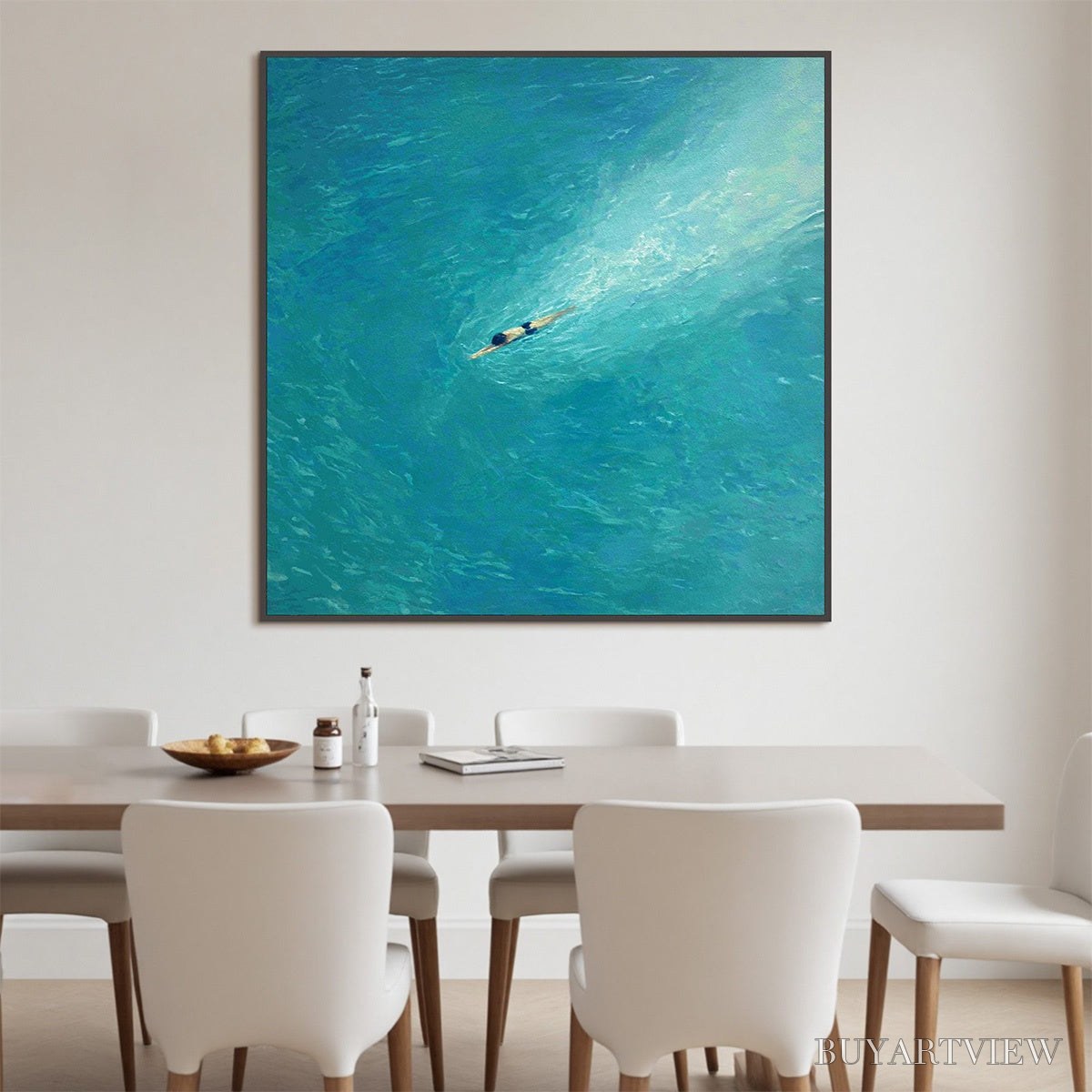 ARTOVITAS Aqua Solitude – Minimalist Ocean Scene Oil Painting - image 5