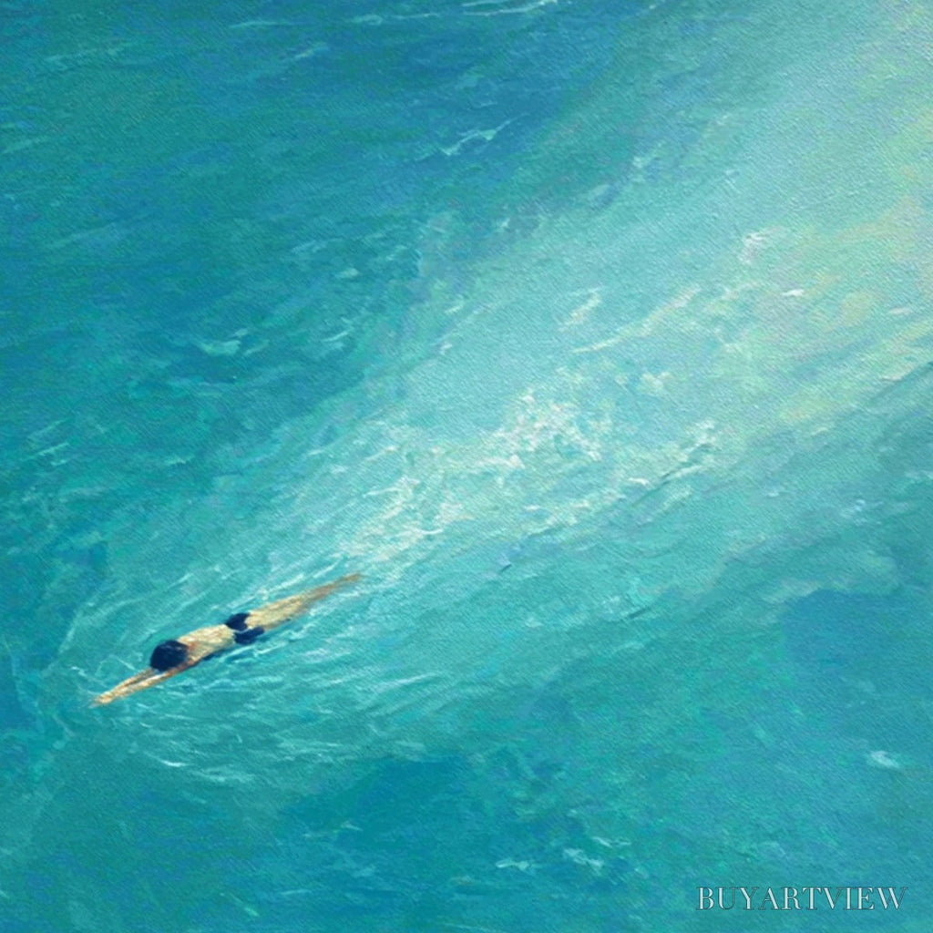 ARTOVITAS Aqua Solitude – Minimalist Ocean Scene Oil Painting - image 6