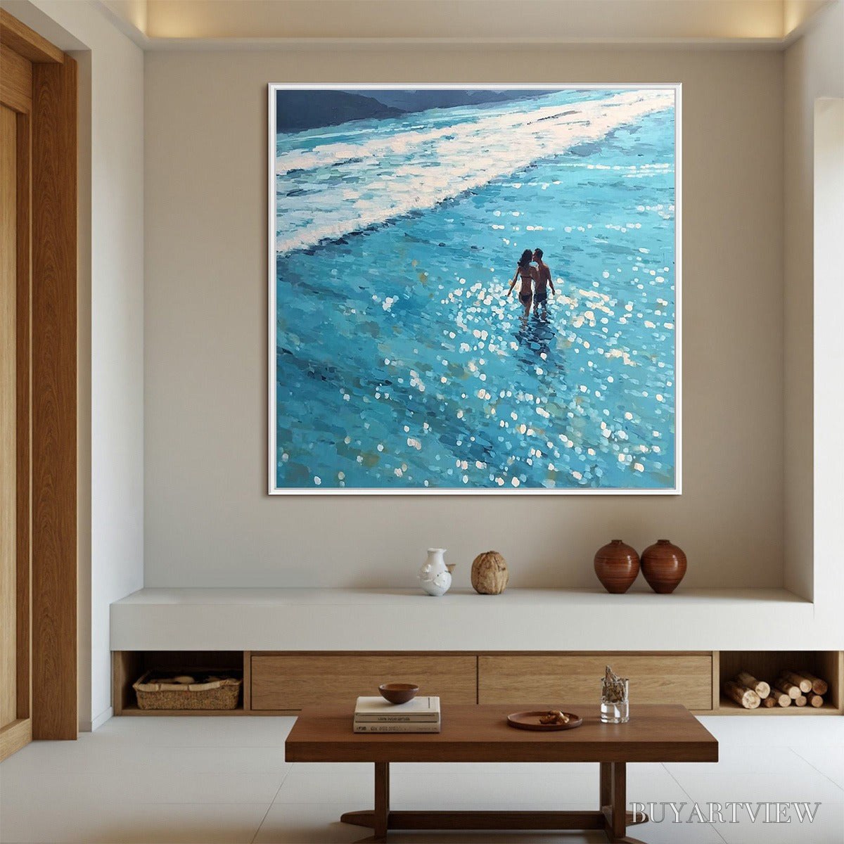 ARTOVITAS Ocean Embrace – Romantic Beach Scene Oil Painting - image 2