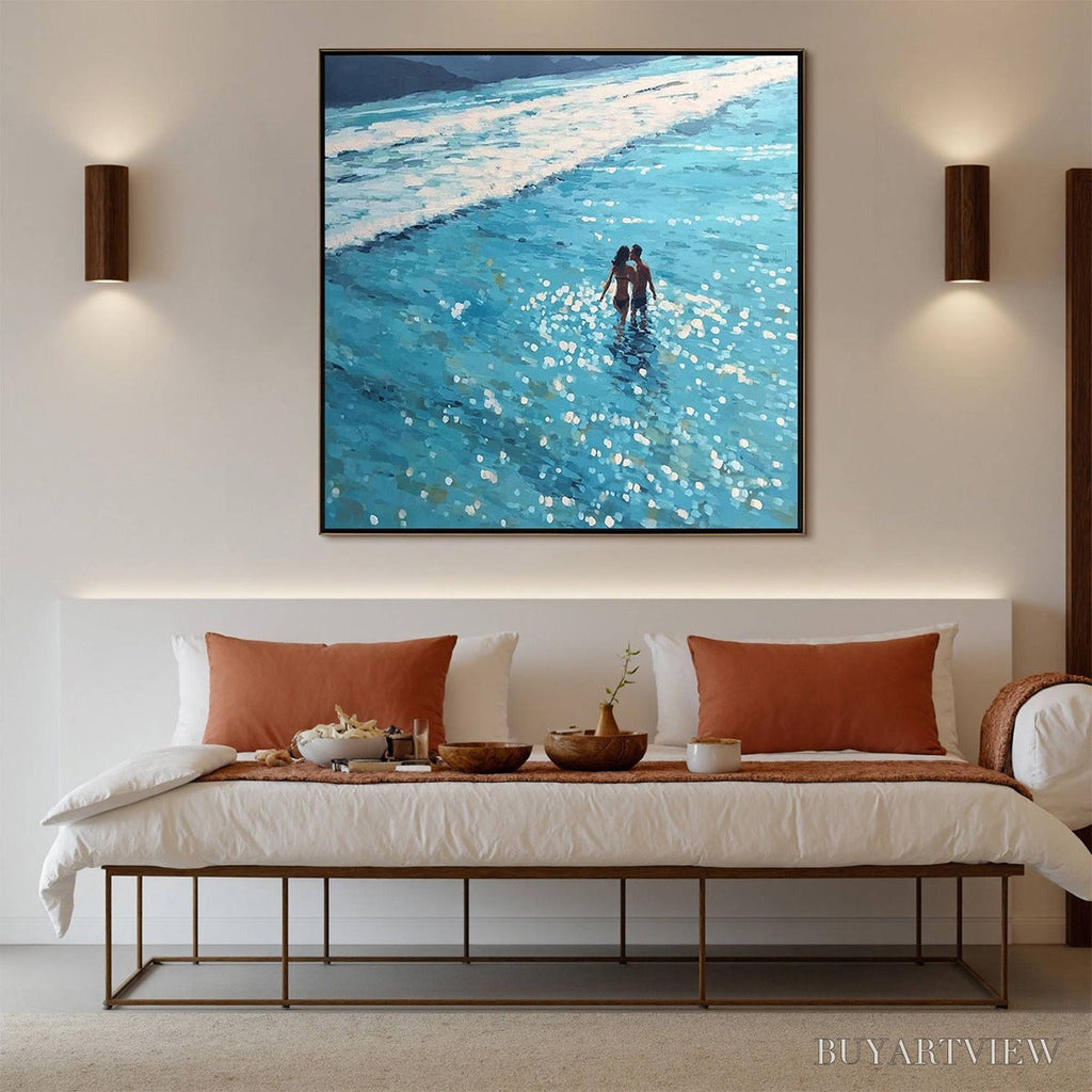 ARTOVITAS Ocean Embrace – Romantic Beach Scene Oil Painting - image 4