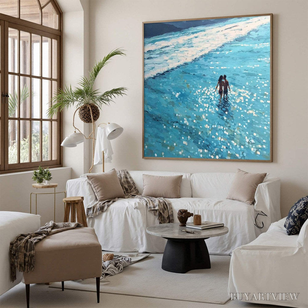 ARTOVITAS Ocean Embrace – Romantic Beach Scene Oil Painting - image 5