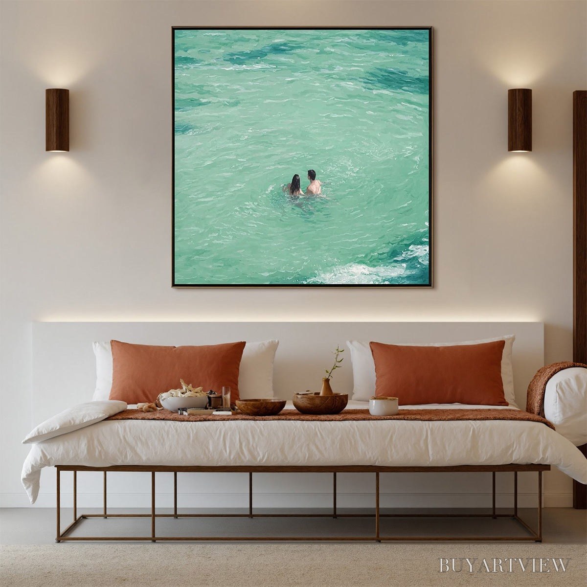 ARTOVITAS Ocean Embrace – Minimalist Beach Scene Oil Painting - image 4