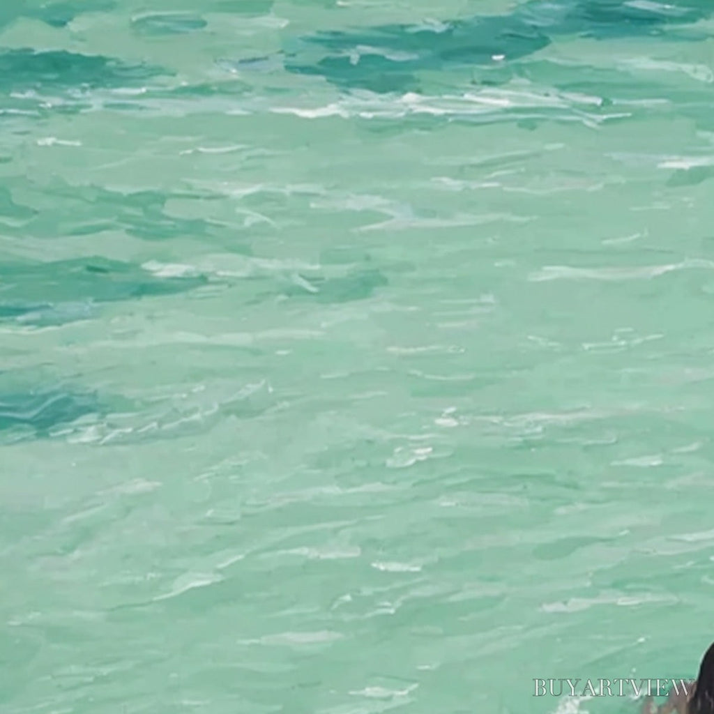 ARTOVITAS Ocean Embrace – Minimalist Beach Scene Oil Painting - image 6