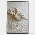 ARTOVITAS White Wave – Textured Minimalist 3D Oil Painting - image 1