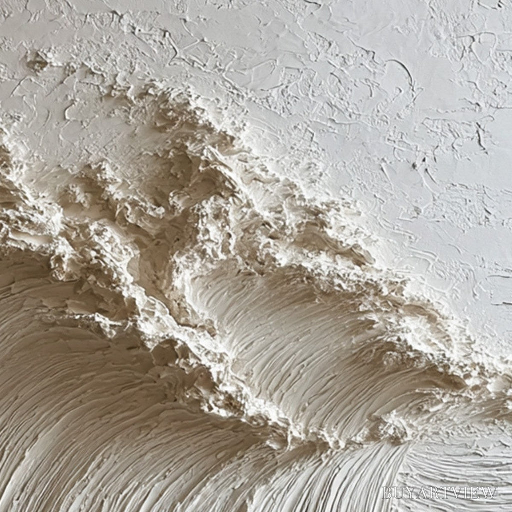 ARTOVITAS White Wave – Textured Minimalist 3D Oil Painting - image 6