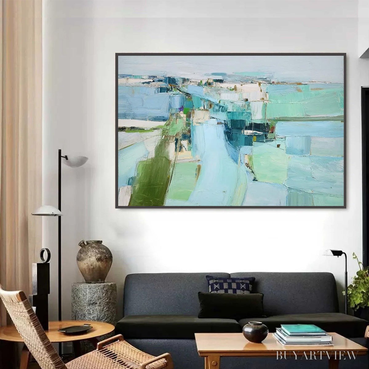 ARTOVITAS Azure Dream – Textured Abstract Landscape Oil Painting - image 2
