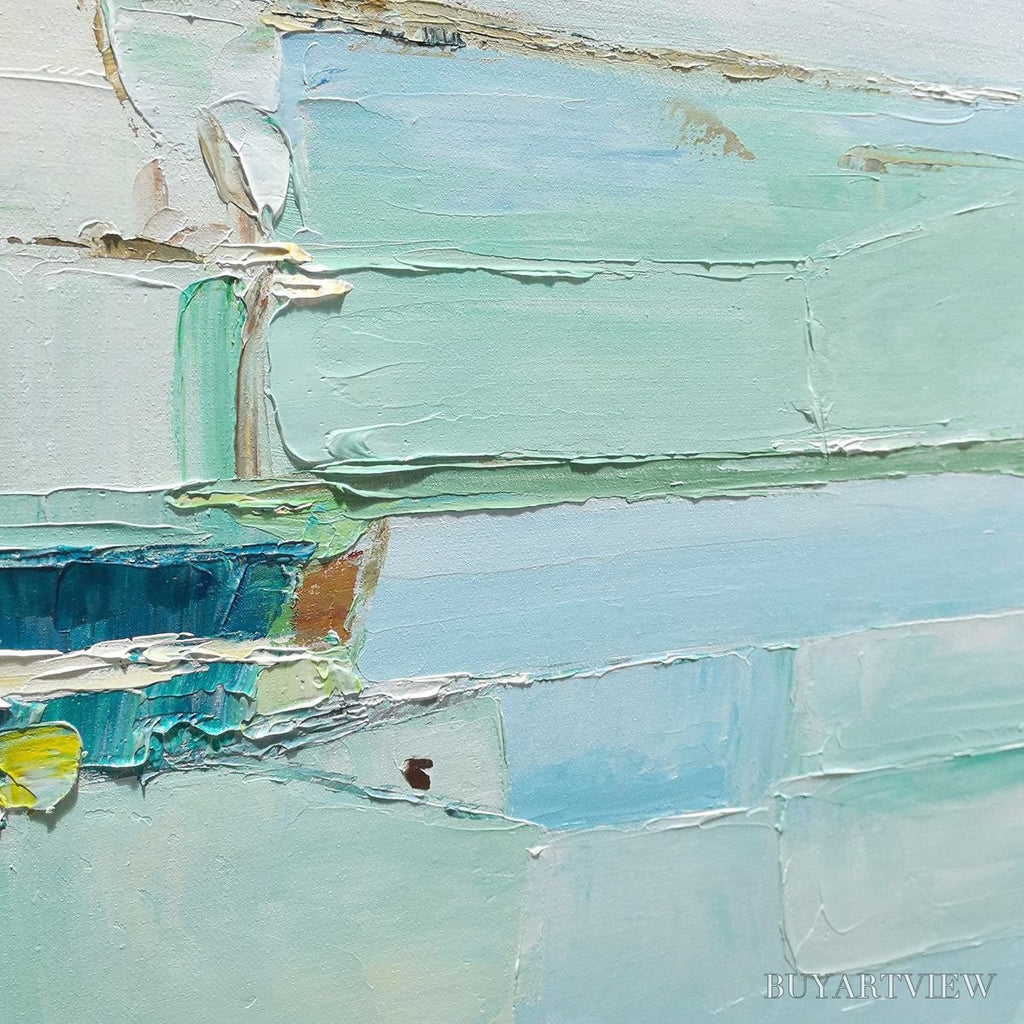 ARTOVITAS Azure Dream – Textured Abstract Landscape Oil Painting - image 3